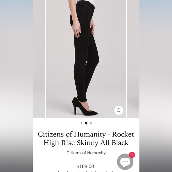 Size 25 Black Citizens of Humanity high rise Rocket jeans - Picture 2 of 7